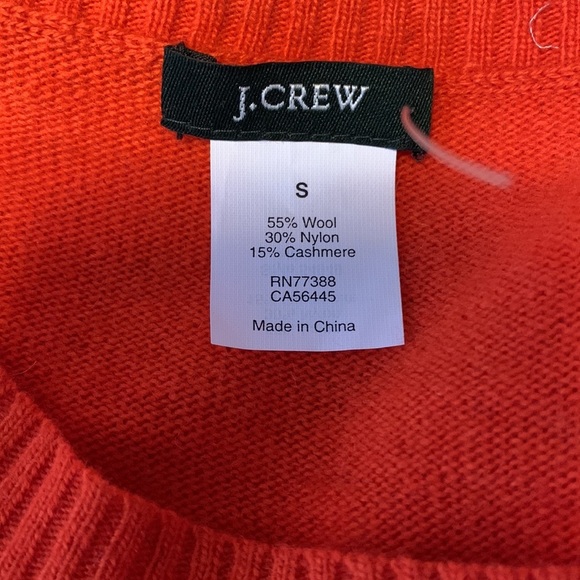 J Crew size small red orange cashmere wool blend pink heart sweater crew neck - Picture 6 of 8